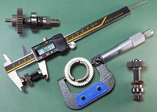 Measurement Details Digital Caliper Mechanical Micromete — Stock Photo, Image