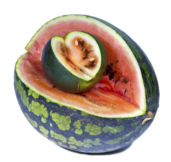 Two Water Melons Various Grades Big Dwarfish — Stock Photo, Image