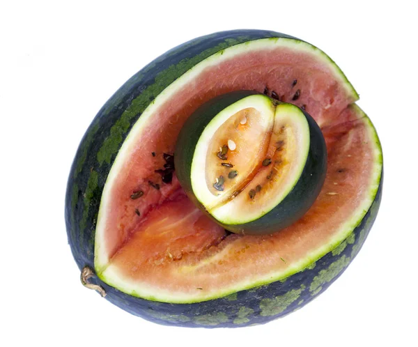 Two Water Melons Various Grades Big Dwarfish — Stock Photo, Image