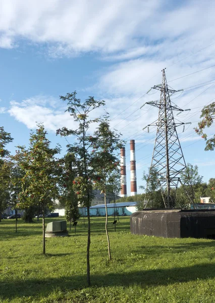 Petersburg Sanayi Bölgesi Borular Sıcak Electro Istasyonu — Stok fotoğraf