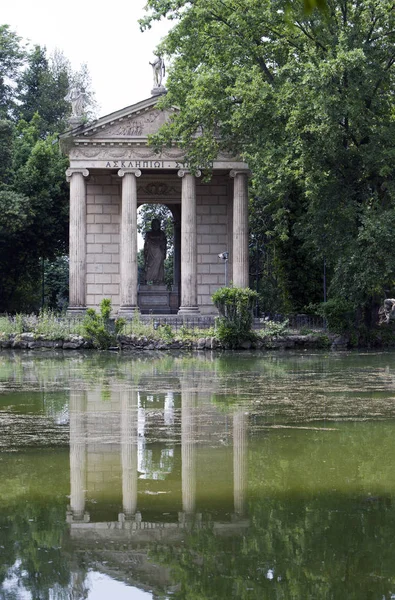 Rome Italie Temple Esculapio Dans Jardin Villa Borghese — Photo