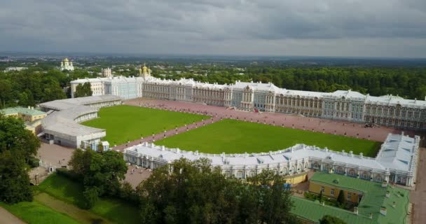 View Top Drone Katherine Palace Hall Tsarskoe Selo Pushkin Russia — стоковое видео