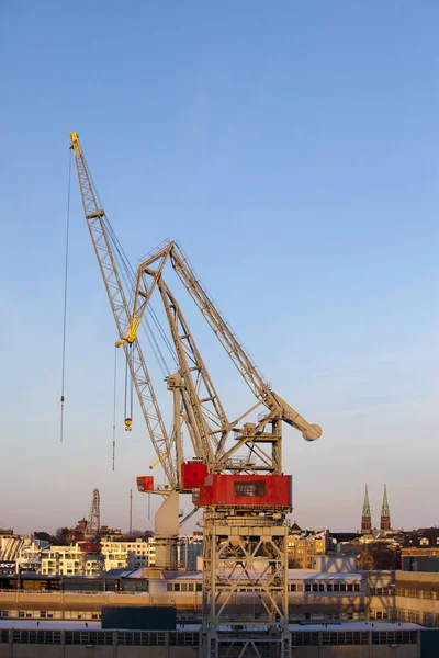 Bouw Kranen Werken Haven Van Helsinki Winter — Stockfoto