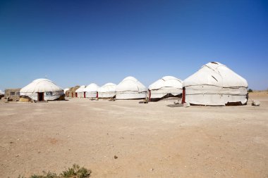 Çölde yurt kampı. Özbekistan