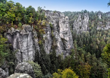 Bastei kaya oluşumu Sakson İsviçre Ulusal Parkı, Almanya