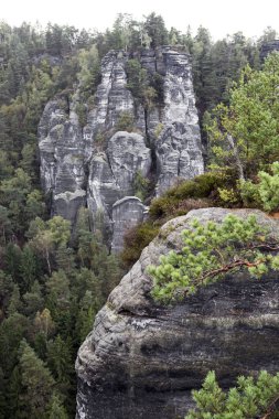 Bastei kaya oluşumu Sakson İsviçre Ulusal Parkı, Almanya
