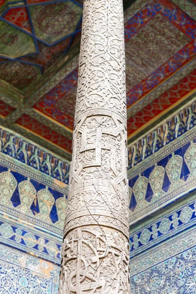 fragment of an ancient carving  on a column . Khiva, Uzbekistan