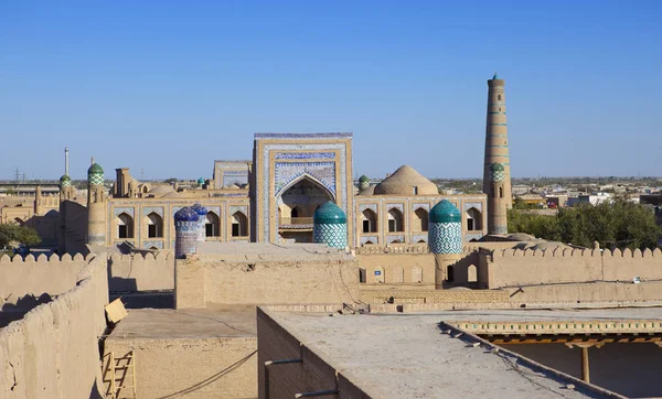 Vista Aérea Ruas Cidade Velha Uzbequistão Khiva — Fotografia de Stock