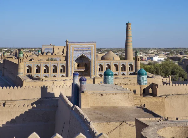 Vista Aérea Ruas Cidade Velha Uzbequistão Khiva — Fotografia de Stock