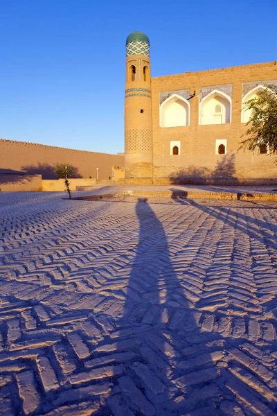 Uzbekistan Chiwy Zachód Słońca Nad Starożytnym Minaret — Zdjęcie stockowe