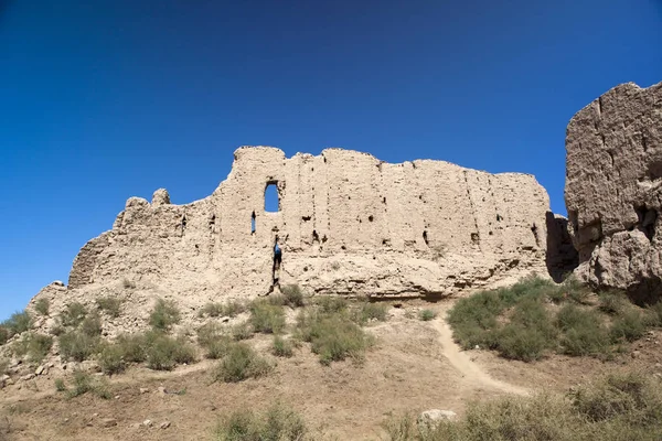 Ruinas Fortaleza Kyzylkala Ciudad Roja Asentamiento Comercial Ruta Seda Siglo — Foto de Stock