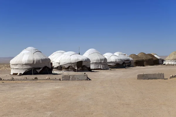 Yurt Camp Öknen Uzbekistan — Stockfoto