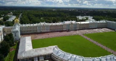 Katherine'nin Palace St. Selo Pushkin, Rusya salonda üzerinde dron üstten görüntülemek