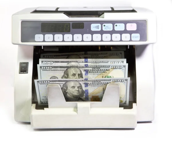 Electronic Money Counter Machine Counting Counting American Hundred Dollar Dollars — Stock Photo, Image