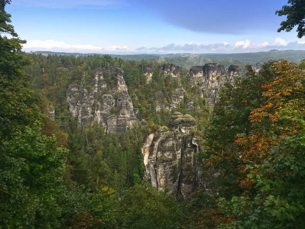 Bastei Кам Яна Формація Національному Парку Саксонської Швейцарії Німеччини — стокове фото