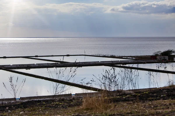 Tankar För Odling Räkor Vid Kusten Kuba — Stockfoto