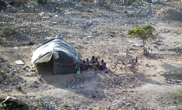 Jaipur India Januari 2014 Tenten Van Armen Dakloos Het Terrein — Stockfoto