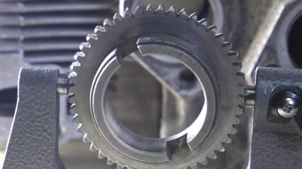 Industrial still life a micrometer against the background of details of cars and mechanisms.Dolly shot — Stock Video