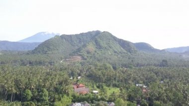 Drone panoramik aero görünümünden orman ve dağlar, Bali, Endonezya