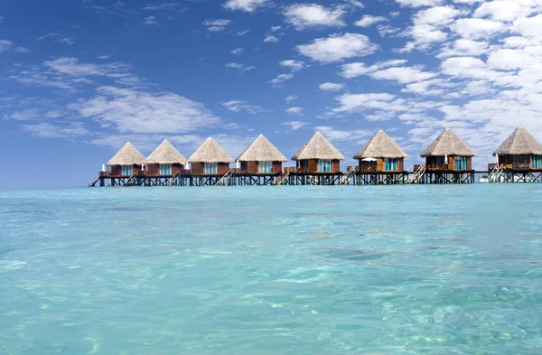 Houses Transparent Quiet Sea Water Tropical Paradise Maldives — Stock Photo, Image