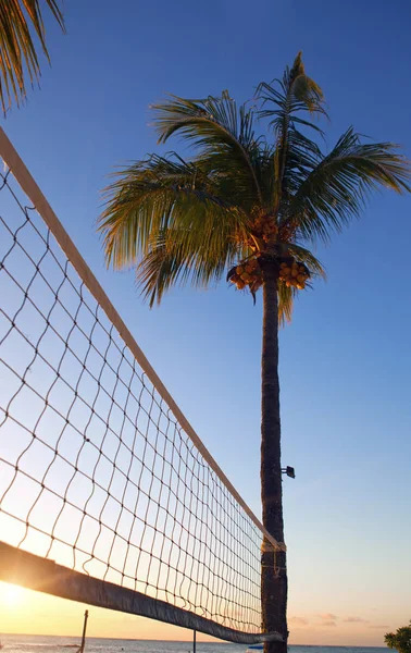 Net Beach Volleyball Empty Beach — Stock Photo, Image