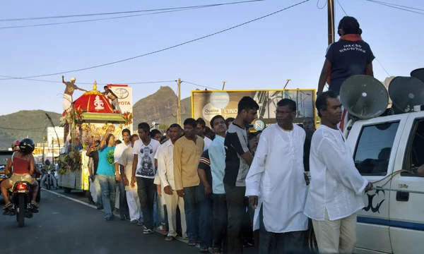 Mauritius April 2012 Festive Procession Hare Krishnas — Stock Photo, Image