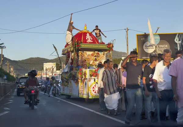 Mauritius April 2012 Festive Procession Hare Krishnas — Stock Photo, Image