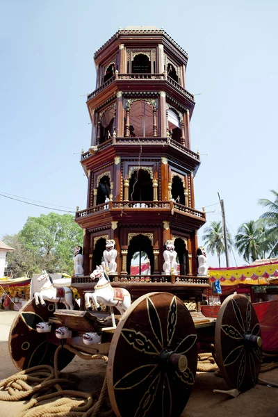 Wooden Chariots Flags Paintings Hindu Gods Gokarna Karnataka India — Stock Photo, Image
