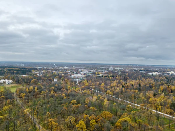 Drone Bild Höst Förorts Parker Petersburg Med Palats Molnig — Stockfoto
