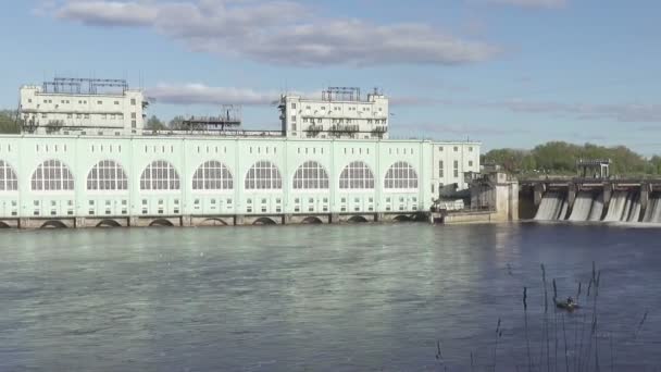 Volchov Hydroelectric Power Station Waterkrachtcentrale Aan Volchov Rivier Uitzicht Complex — Stockvideo