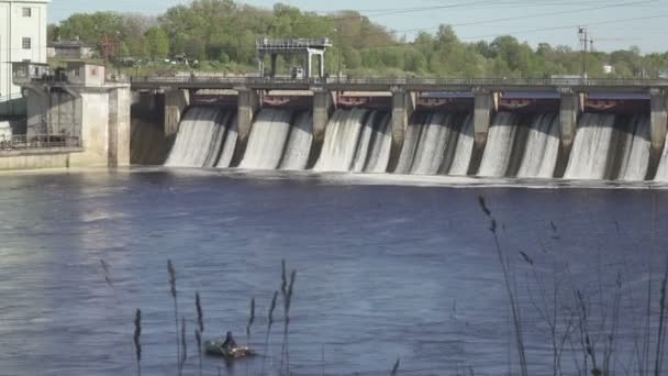 Uitzicht Complex Van Volkhov Hydro Elektrische Station Het Gelegen Stad — Stockvideo