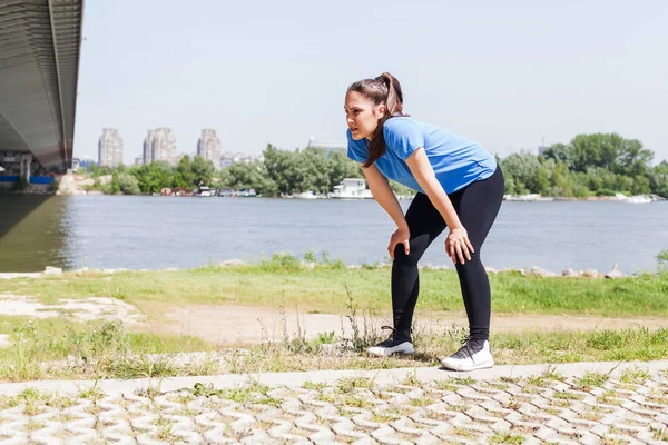 Fitness Sporty Giovane Donna Pronta Corsa — Foto Stock