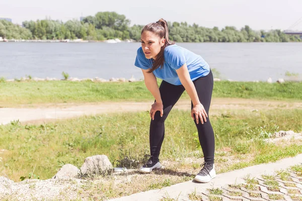 Fitness Sportowy Młoda Kobieta Gotowa Biegania — Zdjęcie stockowe