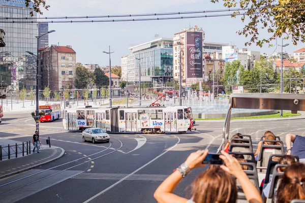 Belgrade Serbia Syyskuu 2018 Belgradin Nähtävyydet Nähtävyyksillä Bussilla Matkat Bussilla — kuvapankkivalokuva