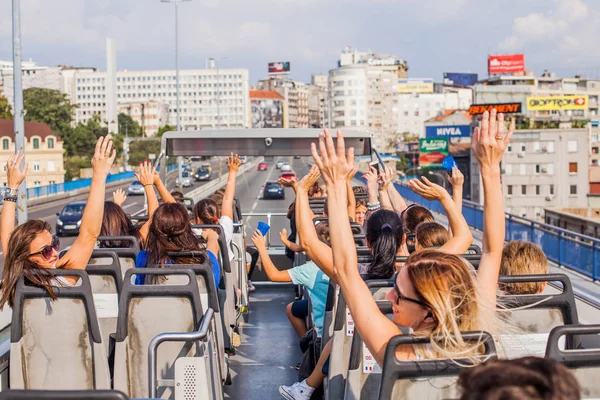 Belgrade Sérvia Setembro 2018 Visões Turísticas Belgrado Ônibus Turístico Viagem — Fotografia de Stock