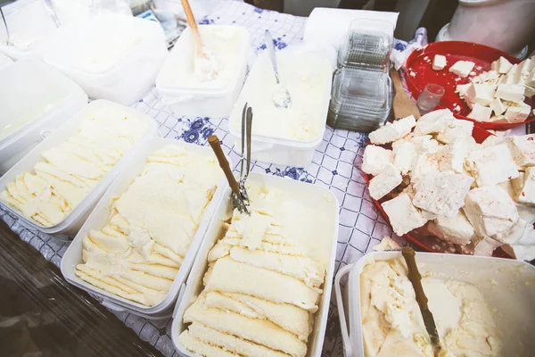 Seleccionado Asortiman Queso Fresco Los Agricultores Hechos Mano Productos Lácteos —  Fotos de Stock