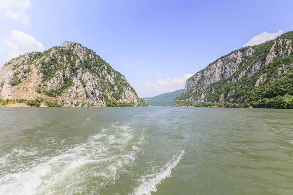 Gorge on Danube river , the Iron Gates , spring nature landscape , located at eastern Serbia