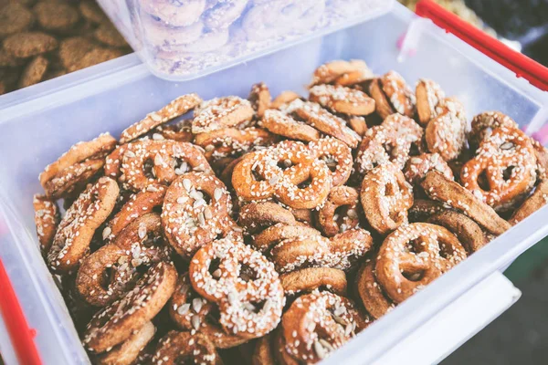 Homemade pretzels marketplace small business — Stock Photo, Image