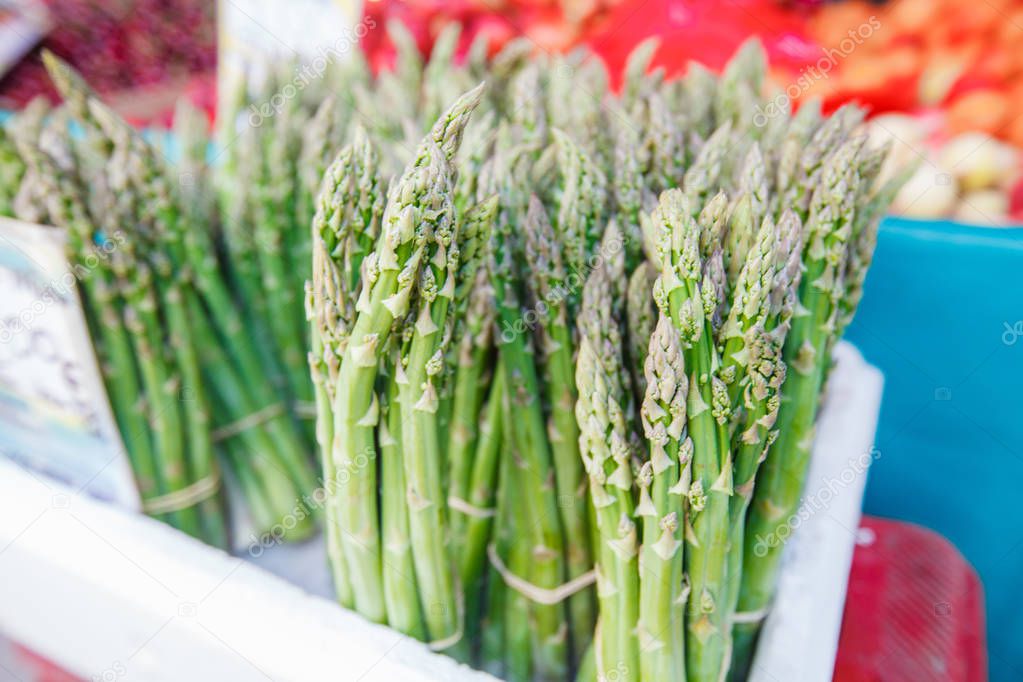 Bunches Of Asparagus At Vegetable Market