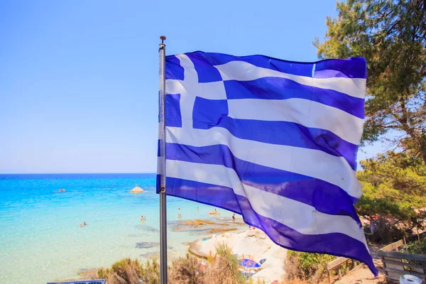 National flag of Greece Summer travel destination — Stock Photo, Image