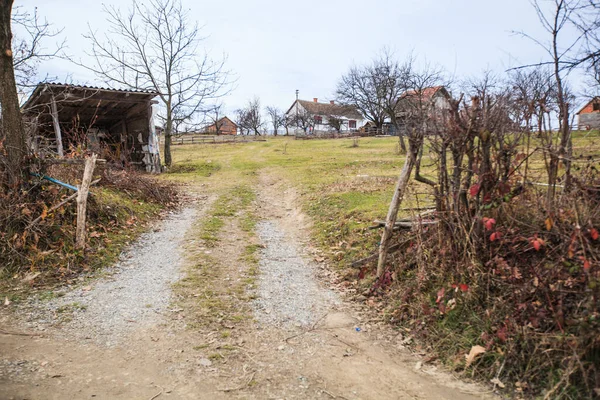 Vidéki Tájkép Kis Falu Szerbiában — Stock Fotó