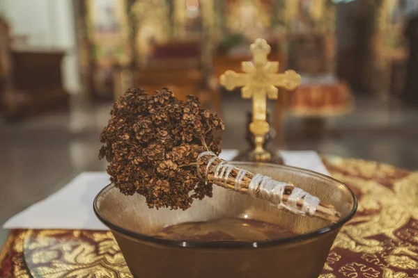 Igreja Ortodoxa Sérvia Preparada Para Cerimônia Batismo — Fotografia de Stock