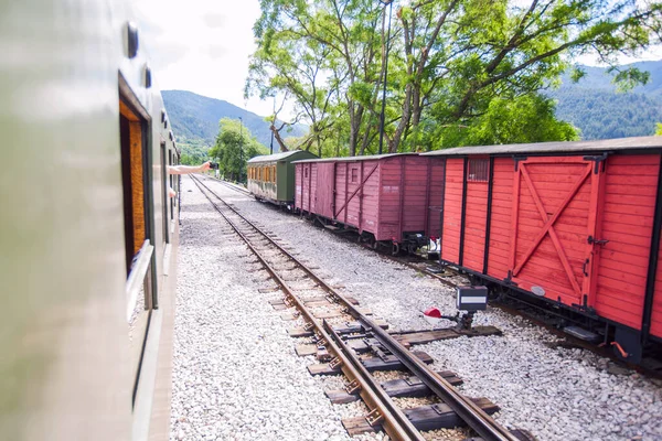 Chemin Fer Voie Étroite Historique Attraction Touristique Train Ancienne Gare — Photo