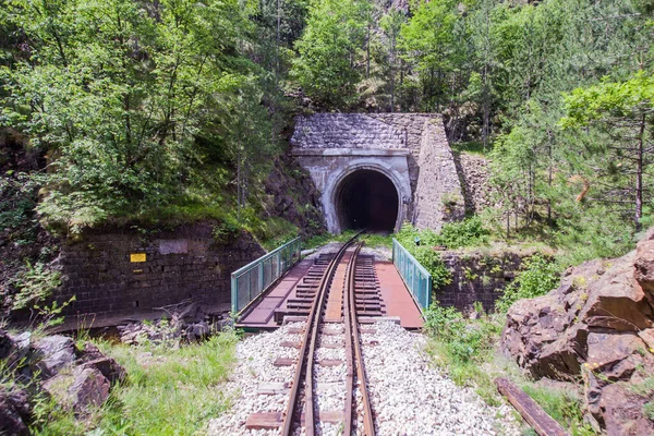 Antiguo Túnel Ferroviario Ferrocarril Vía Estrecha Atracción Turística Viajes Anticuados — Foto de Stock