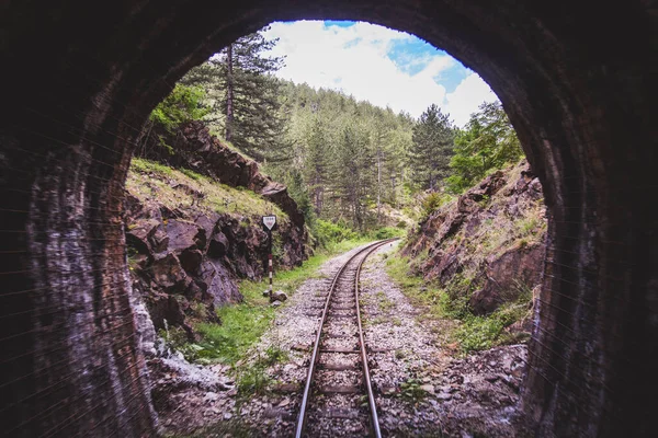 Old railway tunnel on Narrow-gauge railway, Tourist Attraction, old-fashioned travel