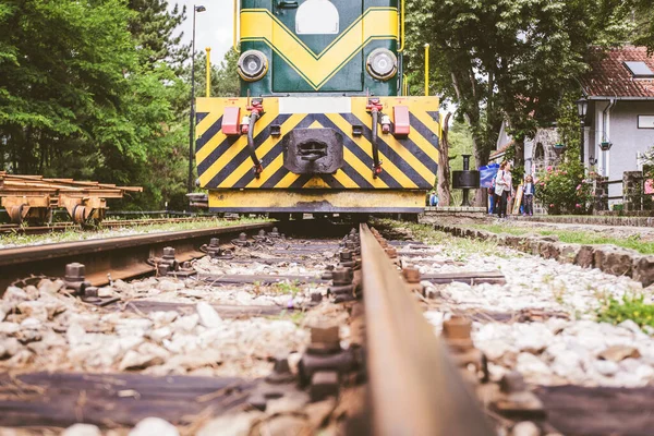 旅游景点旅游 老式列车 窄轨铁路 自然景观 — 图库照片