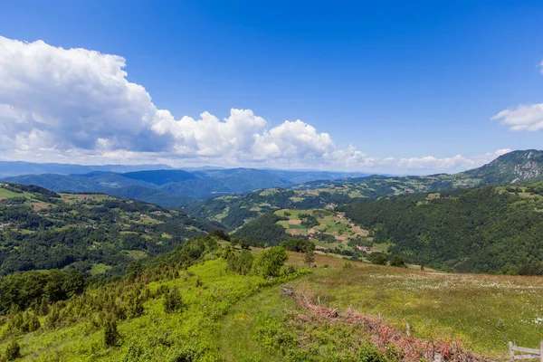 Schöne Naturlandschaft Blick Sommertag Frische Luft Erstaunlich Blauer Himmel Mit — Stockfoto