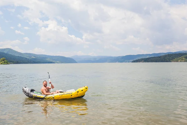 Rivierkajakkerman Kajakken Donau Zomervakantie — Stockfoto