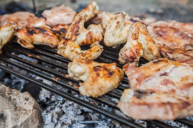 Izgara et, yaz pikniği, dışarıda yemek pişirme. 