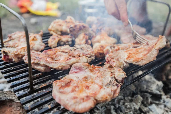 Izgara et, yaz pikniği, dışarıda yemek pişirme. 
